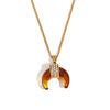 Elegant Retro Personality Pendant Necklace With Geometric Pattern Stainless Steel Plated 18K Gold Amber Horn And Diamond Electroplating For Women