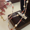 Elegant Retro Printing Beaded Natural Stone Freshwater Pearl Necklace In Bulk