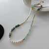 Elegant Retro Printing Beaded Natural Stone Freshwater Pearl Necklace In Bulk