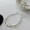 Elegant Retro Printing Beaded Natural Stone Freshwater Pearl Necklace In Bulk