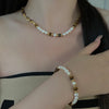 Elegant Retro Printing Beaded Natural Stone Freshwater Pearl Necklace In Bulk