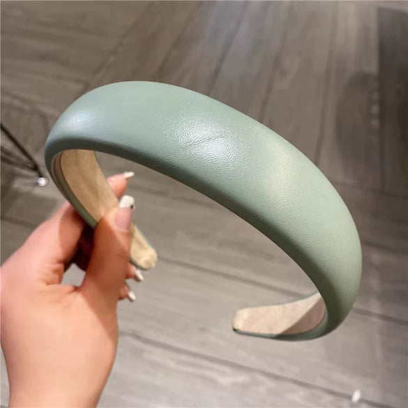Elegant Retro Pu Leather Sponge Headband For Women Minimalist Fashion Hair Accessory