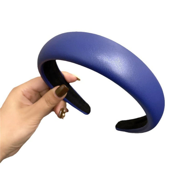 Elegant Retro Pu Leather Sponge Headband For Women Minimalist Fashion Hair Accessory