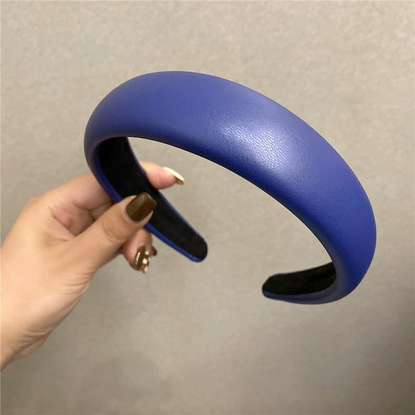 Elegant Retro Pu Leather Sponge Headband For Women Minimalist Fashion Hair Accessory