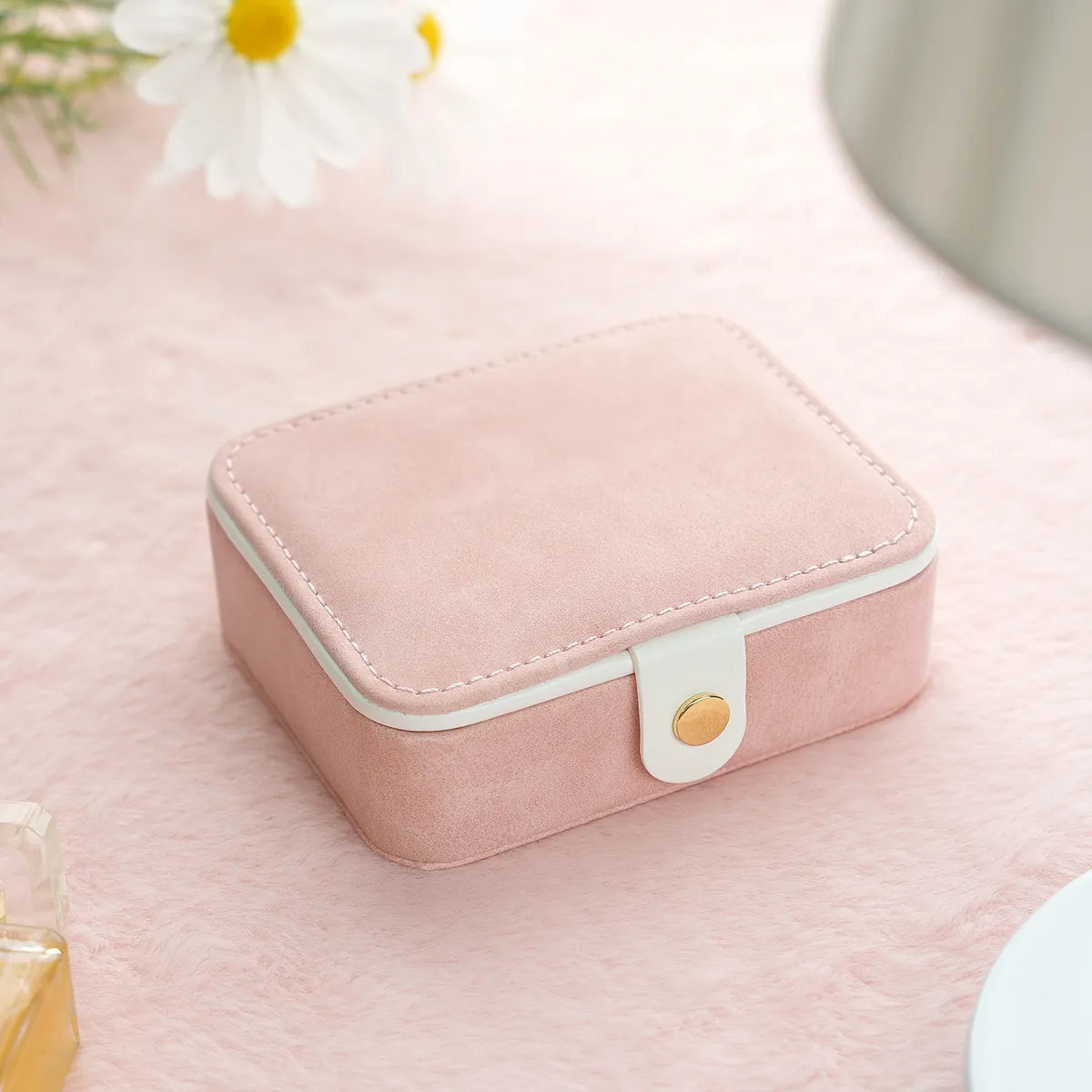 Elegant Retro Rectangle Pu Leather Suede Jewelry Boxes