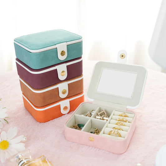 Elegant Retro Rectangle Pu Leather Suede Jewelry Boxes