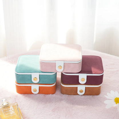 Elegant Retro Rectangle Pu Leather Suede Jewelry Boxes