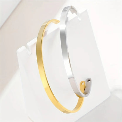 Elegant Retro Solid Color Stainless Steel Plating Hollow Out 18k Gold Plated Bangle