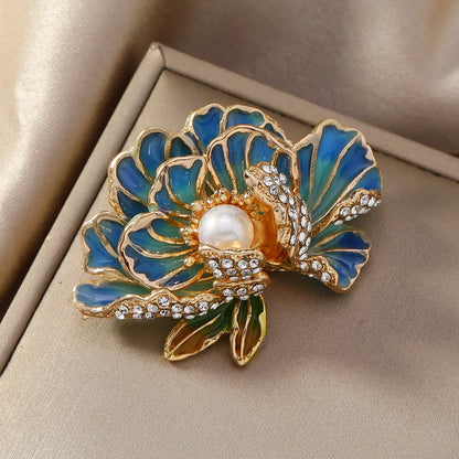 Elegant Retro Streetwear Flower Alloy Zinc Alloy Epoxy Inlay Rhinestones Women'S Corsage Brooches