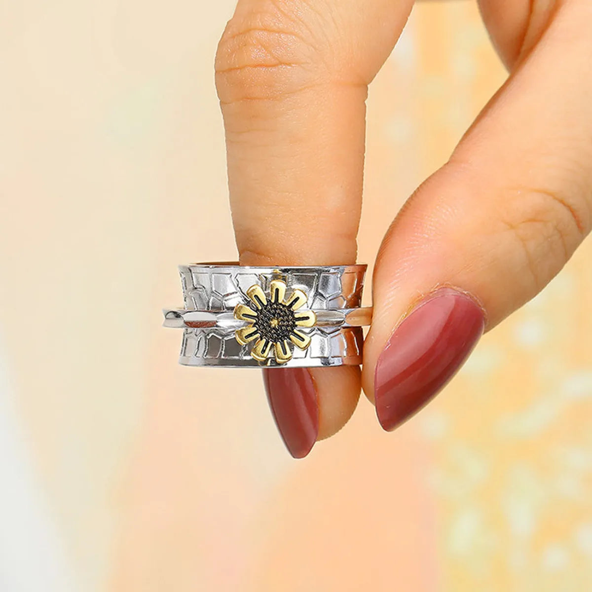 Elegant Retro Sunflower Alloy Plating Unisex Rings