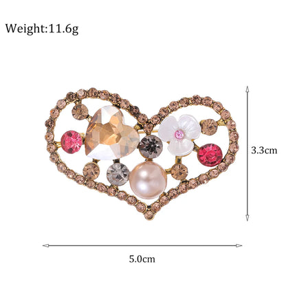 Elegant Retro Tree Heart Shape Mask Alloy Rhinestones Unisex Brooches