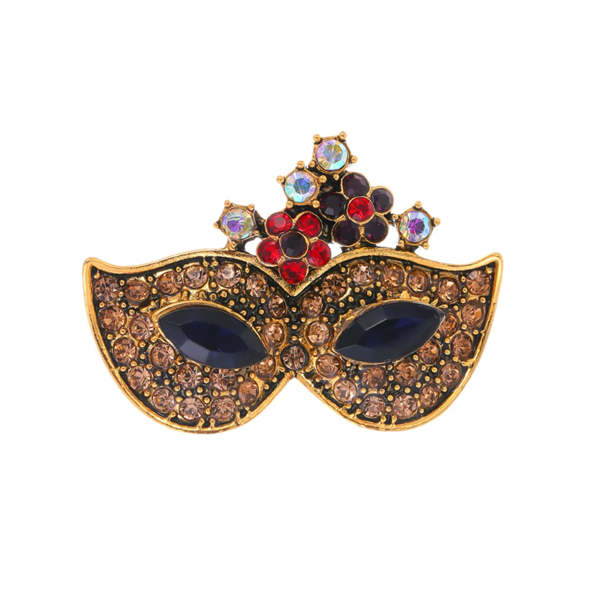 Elegant Retro Tree Heart Shape Mask Alloy Rhinestones Unisex Brooches