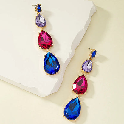 Elegant Retro Water Droplets Alloy Plating Inlay Gem Women's Drop Earrings