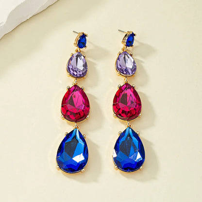 Elegant Retro Water Droplets Alloy Plating Inlay Gem Women's Drop Earrings