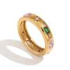 Elegant Retro Women's Stainless Steel Bracelet With 18K Gold Plated Rectangular Water Drop Geometric Color Zircon And Electroplated Finish