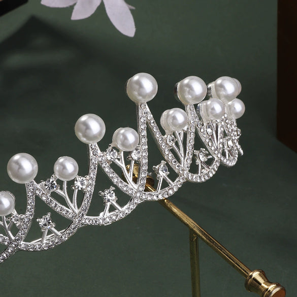 Elegant Rhinestone Crown Hairband For Women Electroplated Alloy Bridal Wedding Headpiece