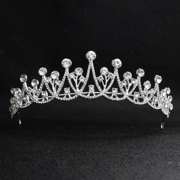 Elegant Rhinestone Crown Hairband For Women Electroplated Alloy Bridal Wedding Headpiece