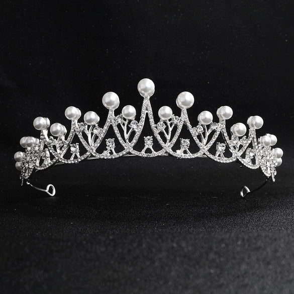Elegant Rhinestone Crown Hairband For Women Electroplated Alloy Bridal Wedding Headpiece