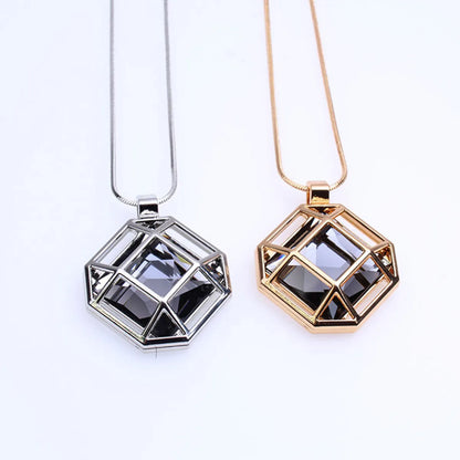 Elegant Rhombus Alloy Copper Inlay Rhinestones Women's Sweater Chain Long Necklace