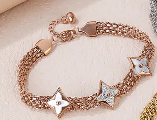 Elegant Rhombus Titanium Steel Plating Inlay Artificial Diamond Bracelets