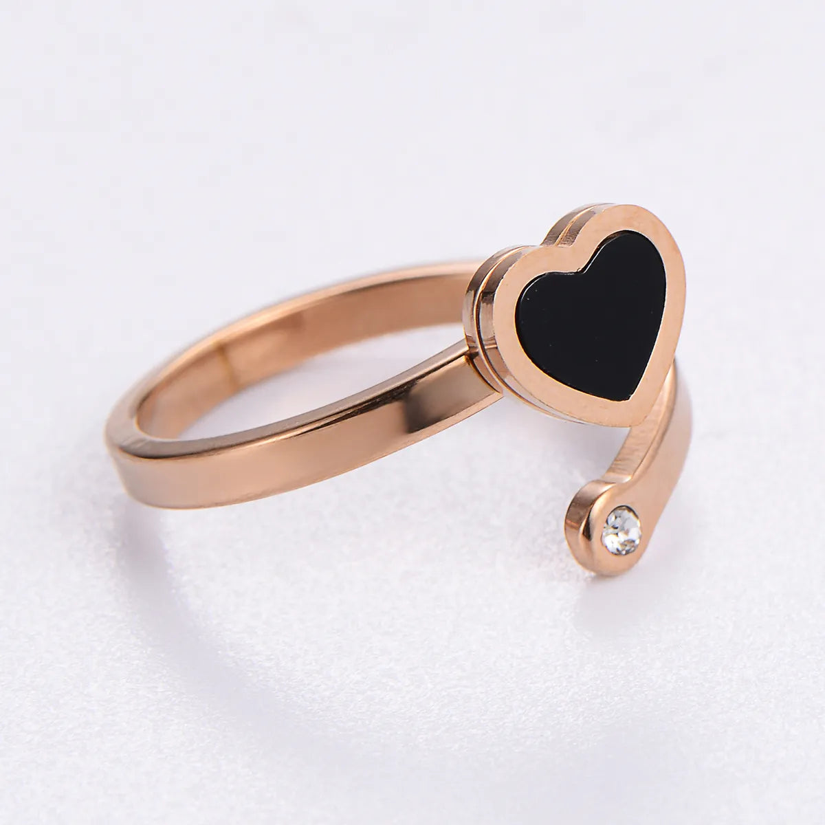 Wholesale Jewelry Elegant Romantic Heart Shape 304 Stainless Steel Acrylic 18K Gold Plated Rose Gold Plated Plating Inlay Rings