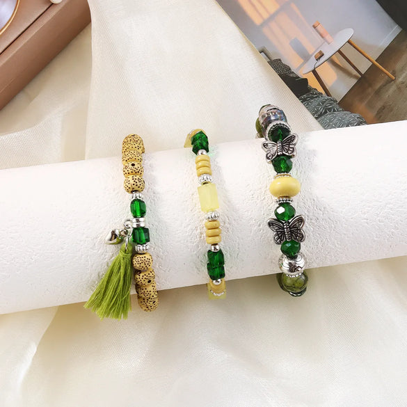 Elegant Romantic Shiny Tassel Butterfly Arylic Alloy Mostacilla Wholesale Jewelry Set