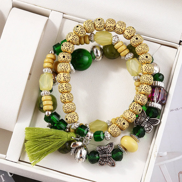 Elegant Romantic Shiny Tassel Butterfly Arylic Alloy Mostacilla Wholesale Jewelry Set