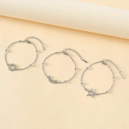 Elegant Romantic Simple Style Sun Star Moon Stainless Steel Knitting Polishing Bracelets