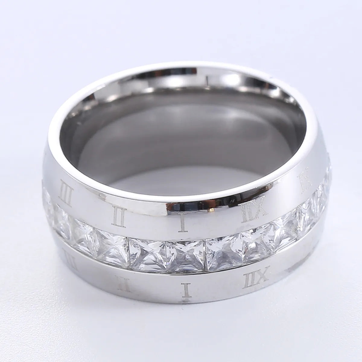 Elegant Romantic Solid Color Stainless Steel Plating Inlay Rhinestones 18k Gold Plated Rings