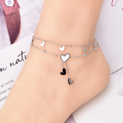 Wholesale Jewelry Elegant Romantic Solid Color Star Moon Stainless Steel Acrylic 18K Gold Plated Anklet