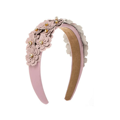 Elegant Romantic Sweet Flower Cloth Inlay Rhinestones Hair Band