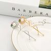 Elegant Rose Color Geometric Zircon Copper Side Hair Clip For Women Fashion Hair Accessory