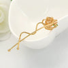 Elegant Rose Color Geometric Zircon Copper Side Hair Clip For Women Fashion Hair Accessory