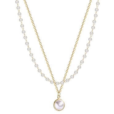 Elegant Round Alloy Beaded Plating Inlay Pearl Women's Layered Necklaces