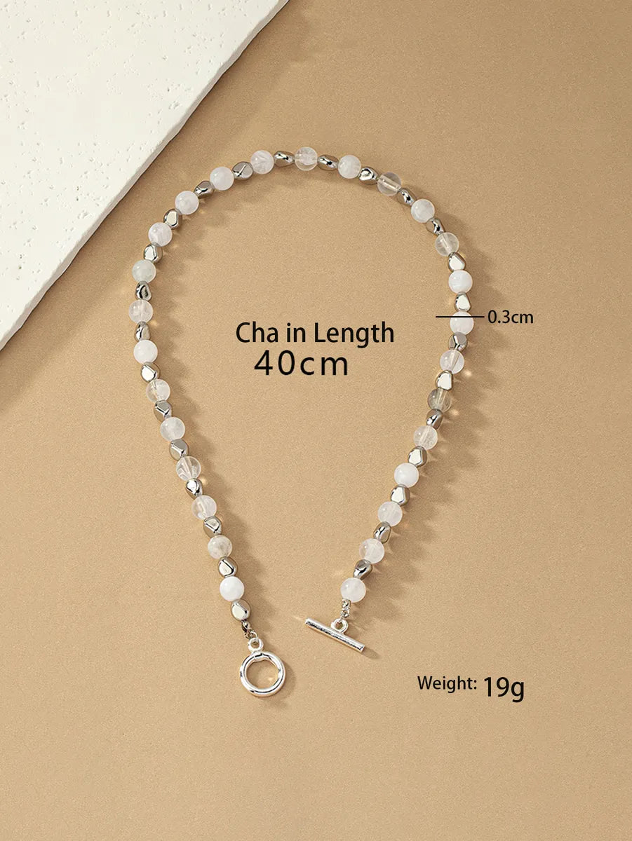 Elegant Round Alloy Crystal Toggle Plating Women's Necklace