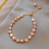 Elegant Round Alloy Freshwater Pearl Beaded Plating Inlay Rhinestones Bracelets