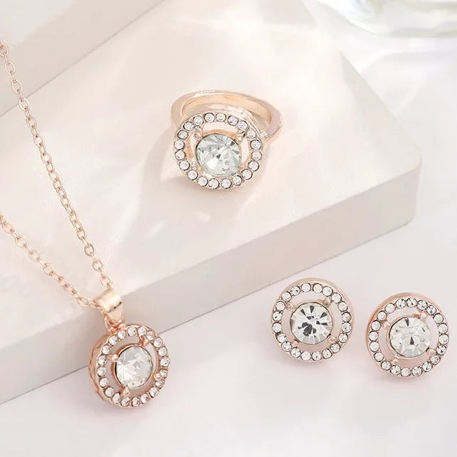 Elegant Round Alloy Inlay Zircon Women'S Jewelry Set