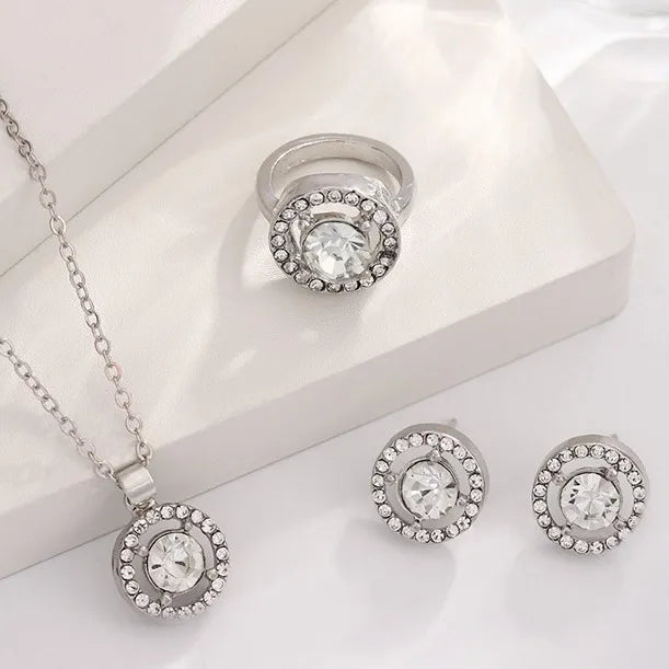 Elegant Round Alloy Inlay Zircon Women'S Jewelry Set