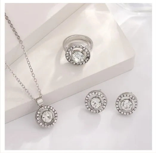 Elegant Round Alloy Inlay Zircon Women'S Jewelry Set