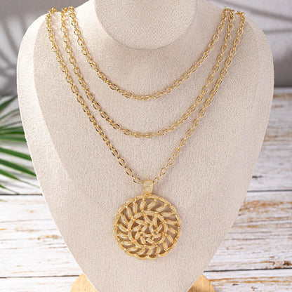 Elegant Round Alloy Zinc Alloy Wholesale Three Layer Necklace