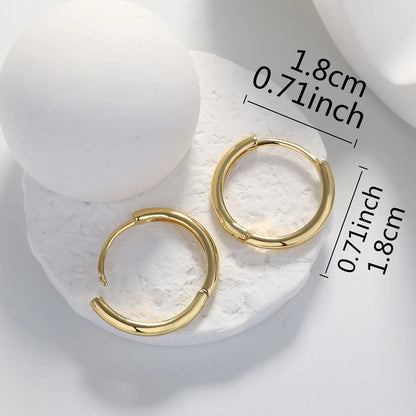 1 Pair Elegant Round Gold Plated Brass Gold Plated Hoop Earrings