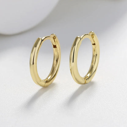 1 Pair Elegant Round Gold Plated Brass Gold Plated Hoop Earrings