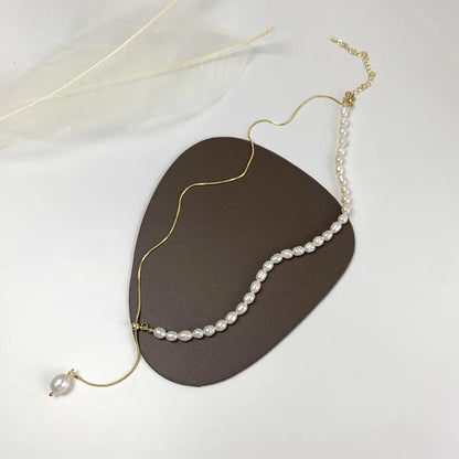 Elegant Round Freshwater Pearl Copper Necklace In Bulk