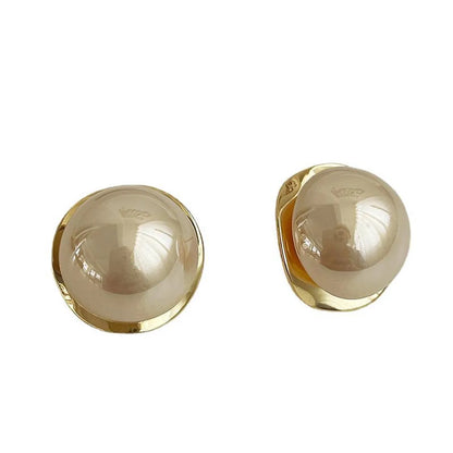 Elegant Round Mixed Materials Plating Inlay Artificial Pearls Women's Earrings