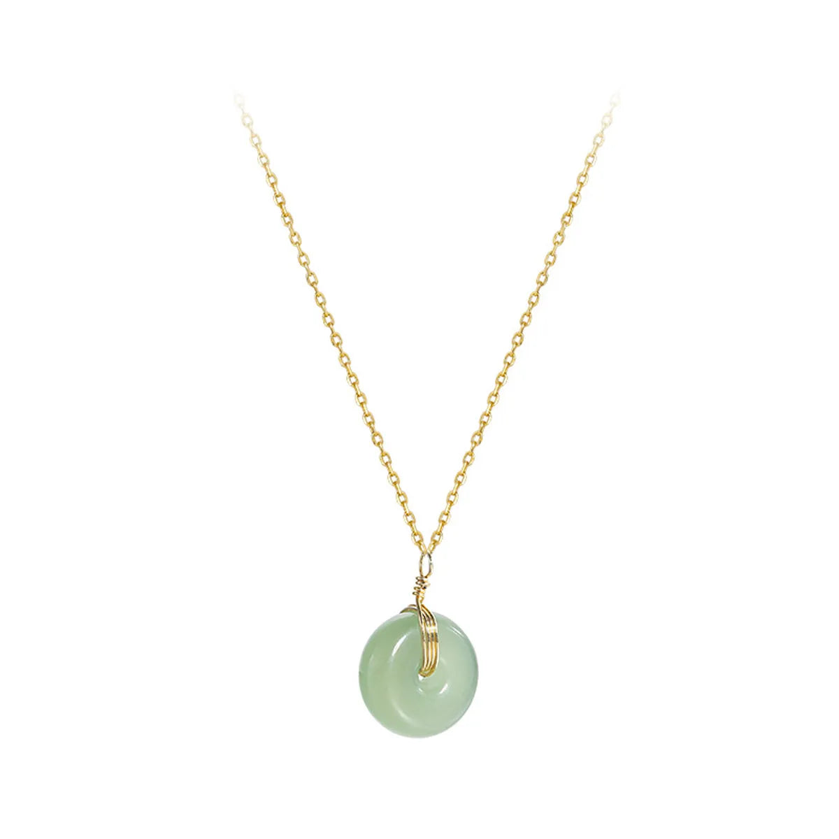 Elegant Round Stainless Steel 18k Gold Plated Jade Wholesale Necklace