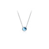 Elegant Round Sterling Silver Polishing Inlay Glass Pendant Necklace