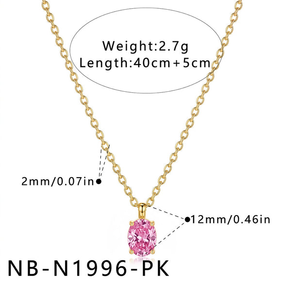 Elegant Round Zircon Geometric Stainless Steel Necklace With Electroplated Finish For Women