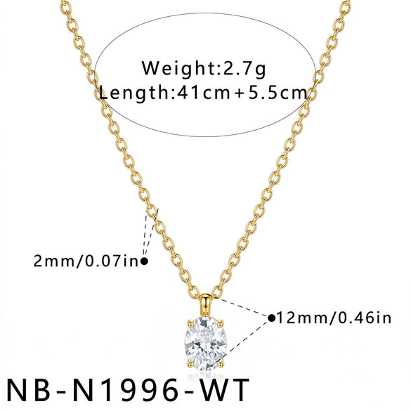 Elegant Round Zircon Geometric Stainless Steel Necklace With Electroplated Finish For Women