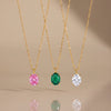 Elegant Round Zircon Geometric Stainless Steel Necklace With Electroplated Finish For Women