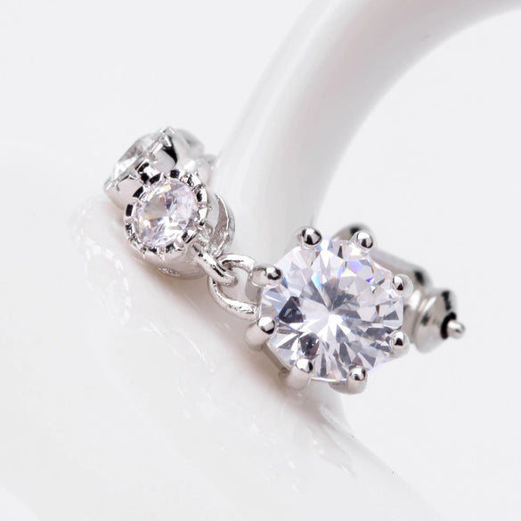 Elegant Round Zircon Pendant Copper Crystal Earrings Geometric Fashion Jewelry For Women Wholesale